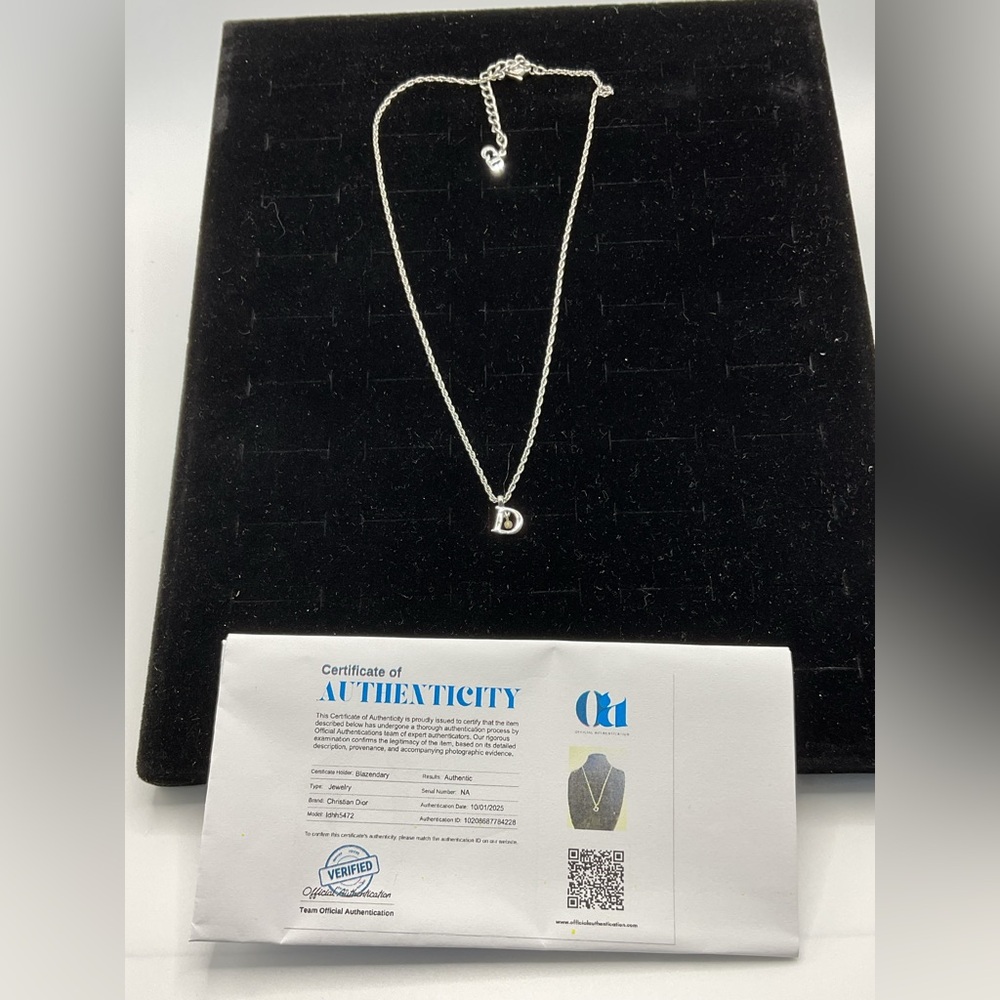 Dior Elegant Silver Necklace with Heart and D Charm COA INCLUDED!